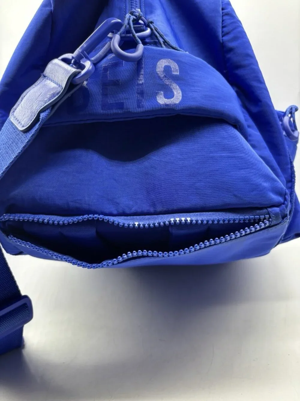 BÉIS The Sport Duffle Backpack Blue Overnight Travel Bag Basketball Patch